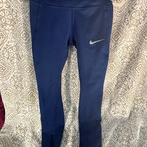 Nike Navy Leggings Cropped Athletic Dri-FIT Perforated Women’s Size